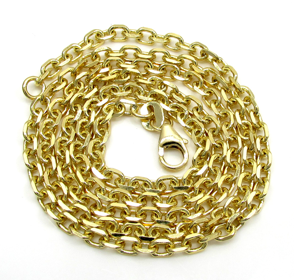 14k yellow gold skinny solid tight link cable chain 18-30 inch 2.5mm