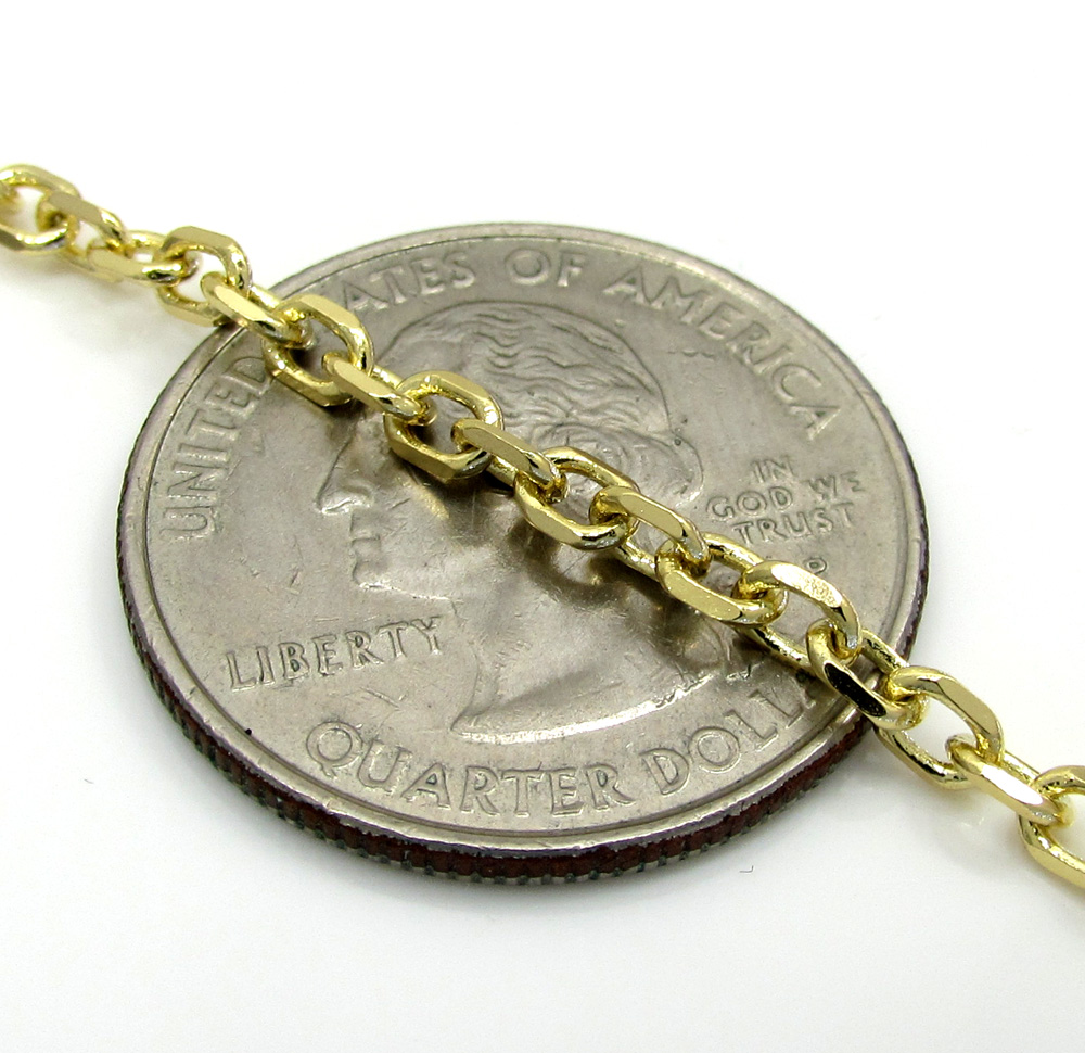 14k yellow gold skinny solid tight link cable chain 18-30 inch 2.5mm