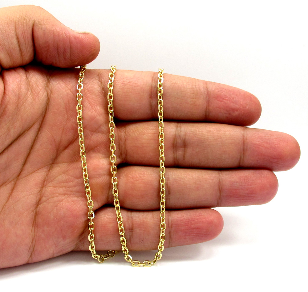 14k yellow gold skinny solid tight link cable chain 18-30 inch 2.5mm
