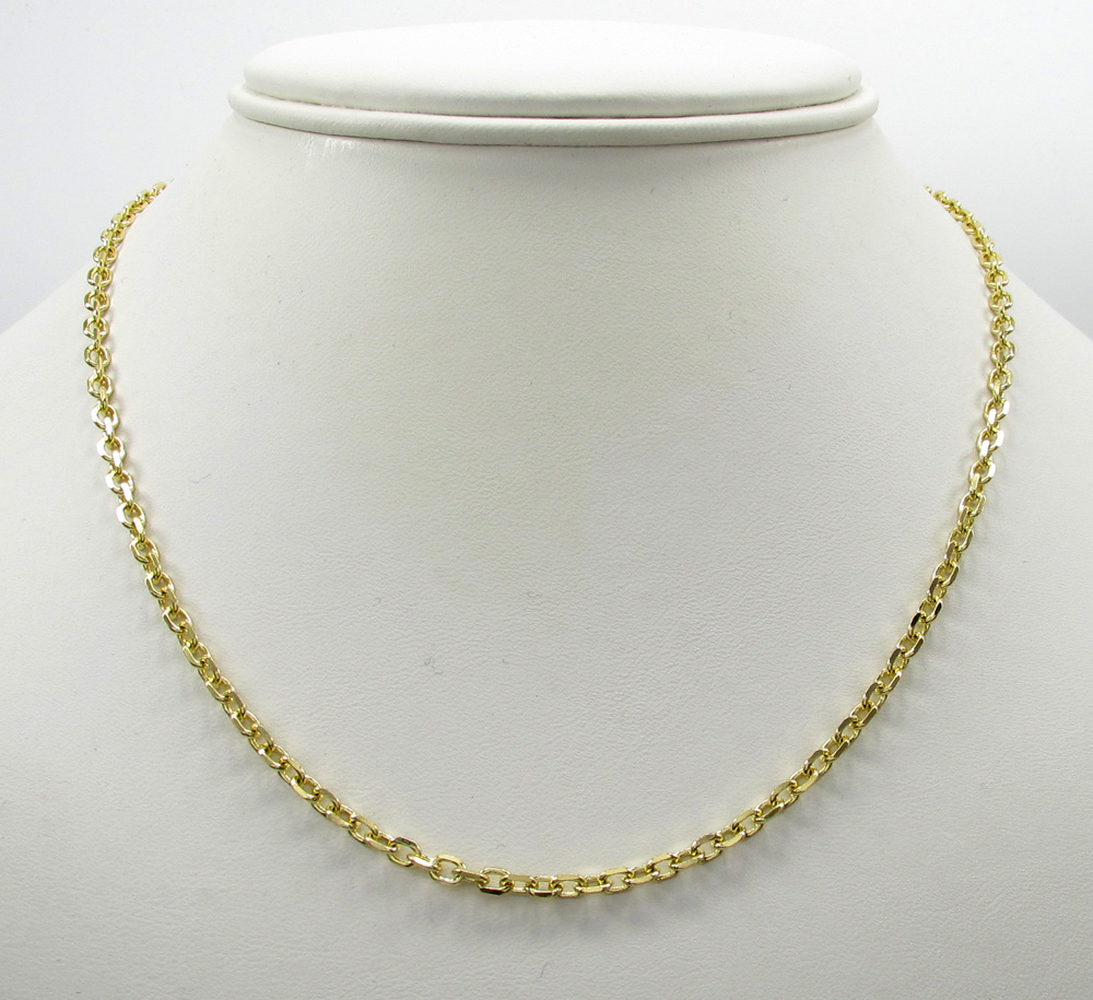 14k yellow gold skinny solid tight link cable chain 18-30 inch 2.5mm