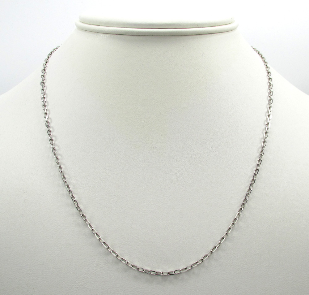 14k white gold super skinny solid elongated cable chain 16-24 inch 2.2mm