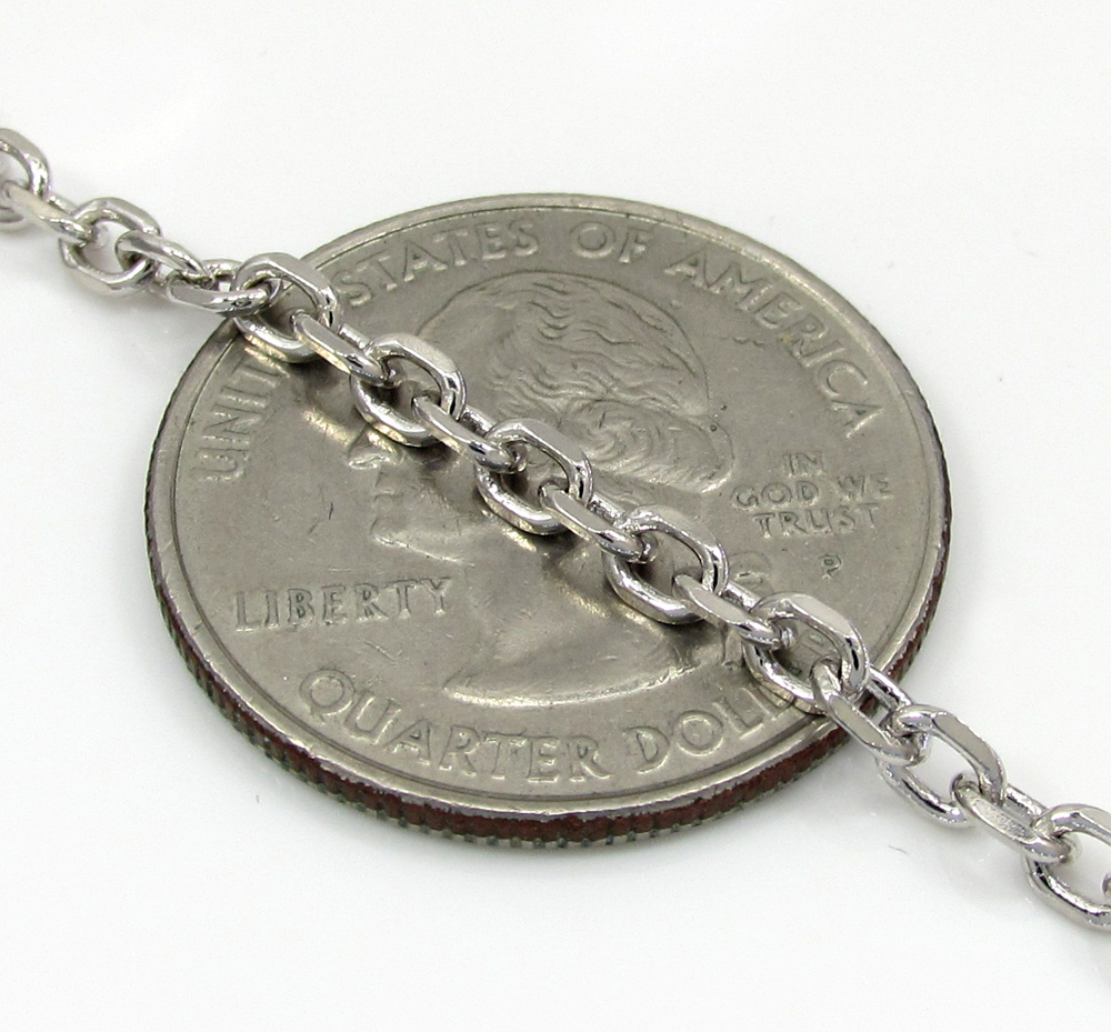 14k white gold medium solid cable chain 18-30 inch 3mm