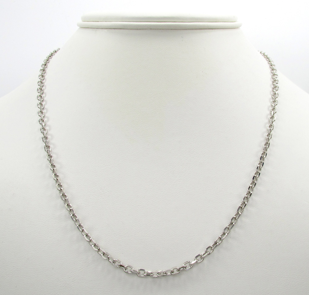 14k white gold medium solid cable chain 18-30 inch 3mm