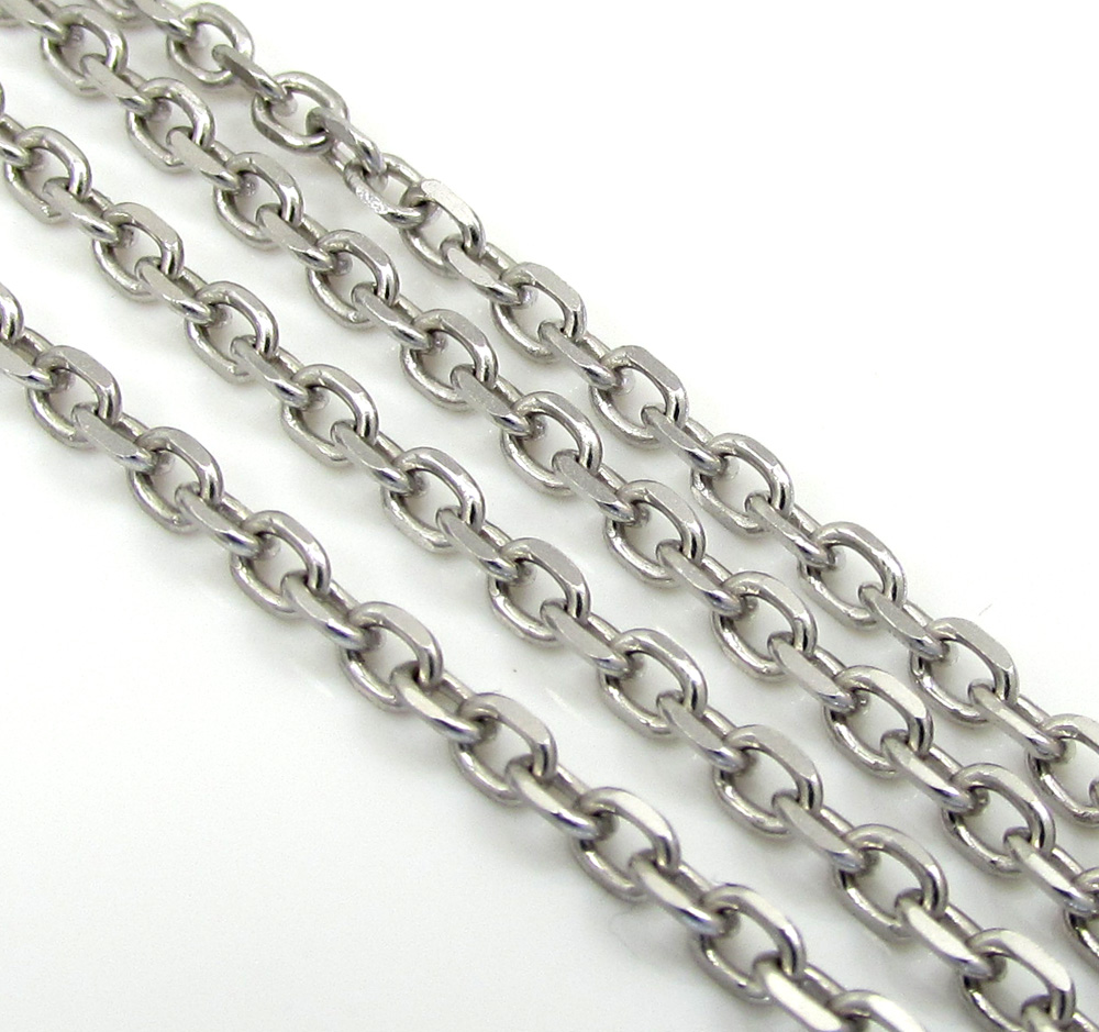 14k white gold super skinny solid cable chain 16-24 inch 2.0mm - Image 2