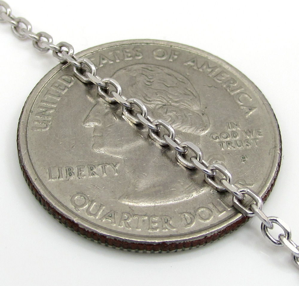 14k white gold super skinny solid cable chain 16-24 inch 2.0mm