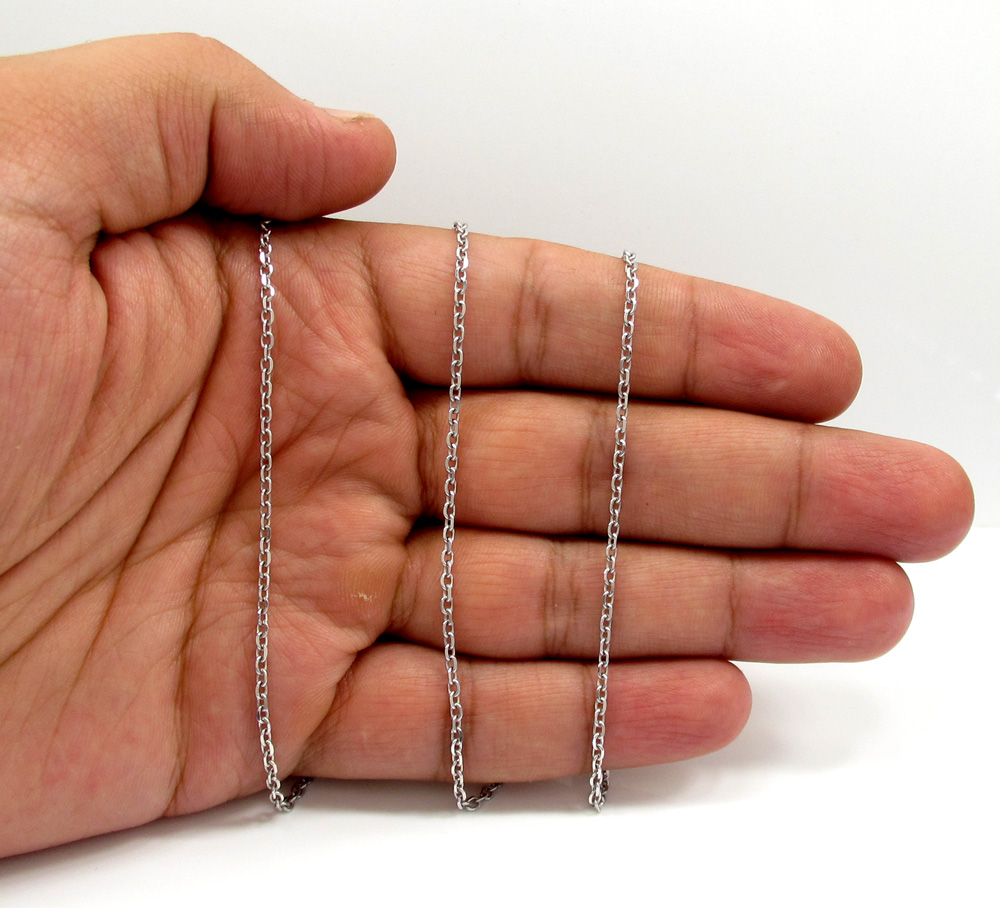 14k white gold super skinny solid cable chain 16-24 inch 2.0mm