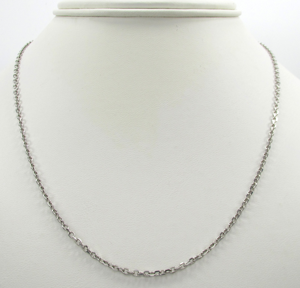 14k white gold super skinny solid cable chain 16-24 inch 2.0mm