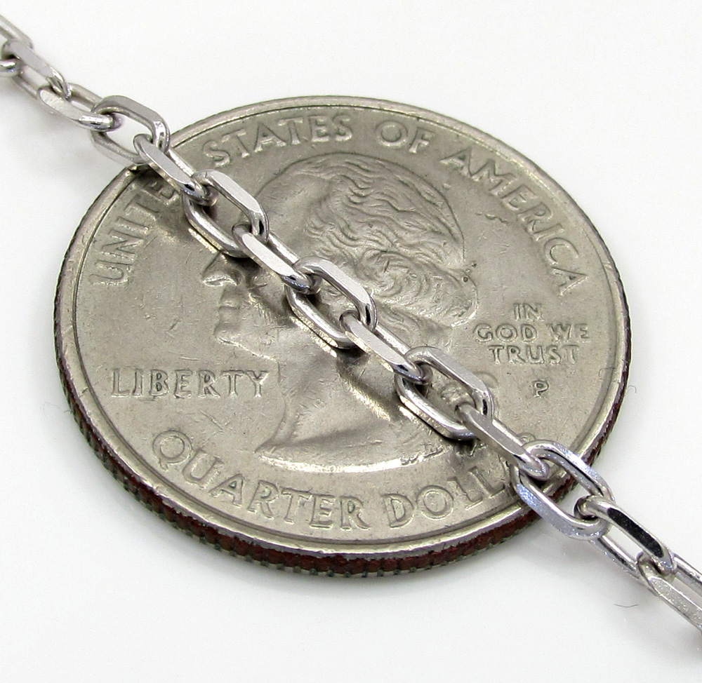 14k white gold skinny solid elongated cable chain 16-30 inch 2.7mm - Image 3