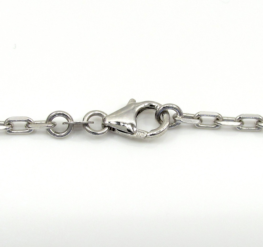 14k white gold skinny solid elongated cable chain 16-30 inch 2.7mm