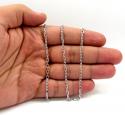 14k white gold skinny solid elongated cable chain 16-30 inch 2.7mm