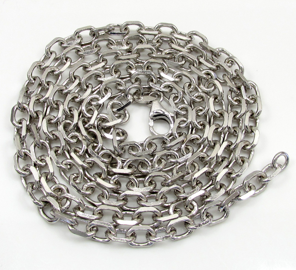 14k white gold solid cable chain 18-30 inch 3.5mm