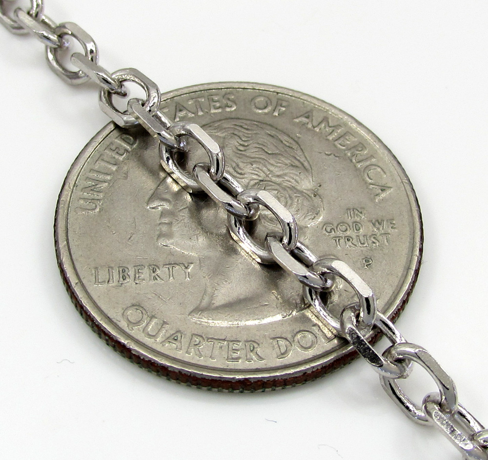 14k white gold solid cable chain 18-30 inch 3.5mm