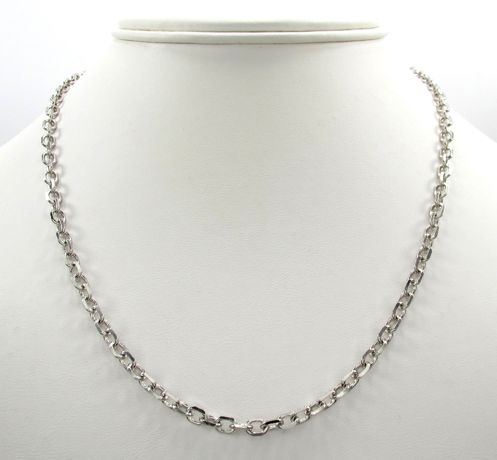 14k white gold solid cable chain 18-30 inch 3.5mm