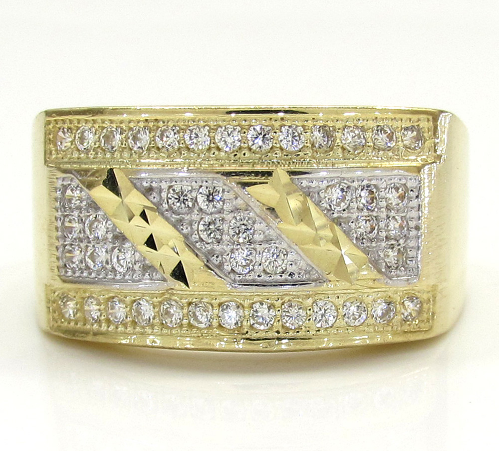 Buy 10k Yellow Gold Cz Striped Ice Ring 0.80ct Online at SO ICY JEWELRY