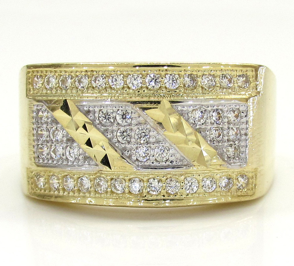 10k yellow gold cz striped ice ring 0.80ct - Image 2