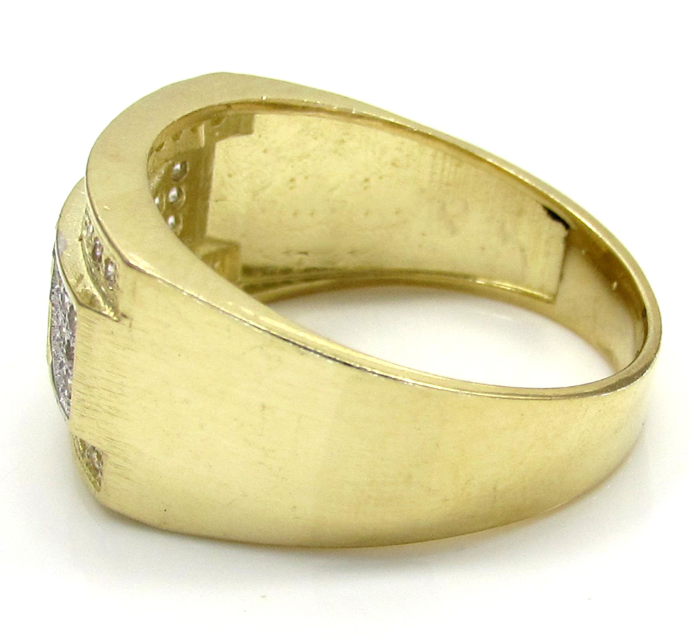 10k yellow gold cz striped ice ring 0.80ct