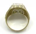 Mens 10k yellow gold cz iced column ring 1.10ct