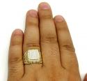 Mens 10k yellow gold cz iced column ring 1.10ct