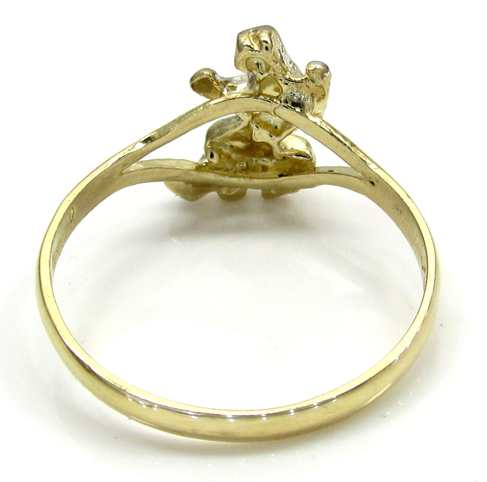 Ladies 10k yellow gold two tone feline jaguar ring 