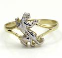 Ladies 10k yellow gold two tone feline jaguar ring 