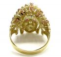 14k yellow gold cz three tone indian chief ring 0.25ct