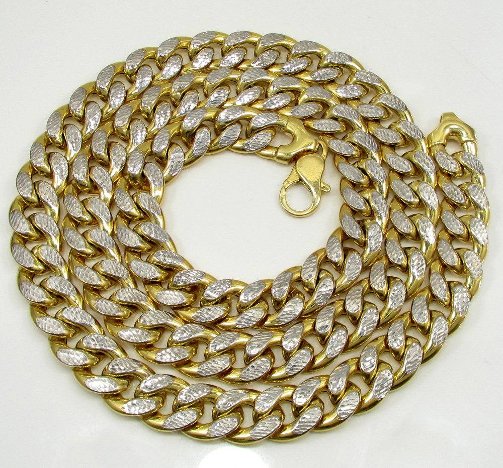10k yellow gold super thick reversible two tone miami chain 30 inch 15.4mm