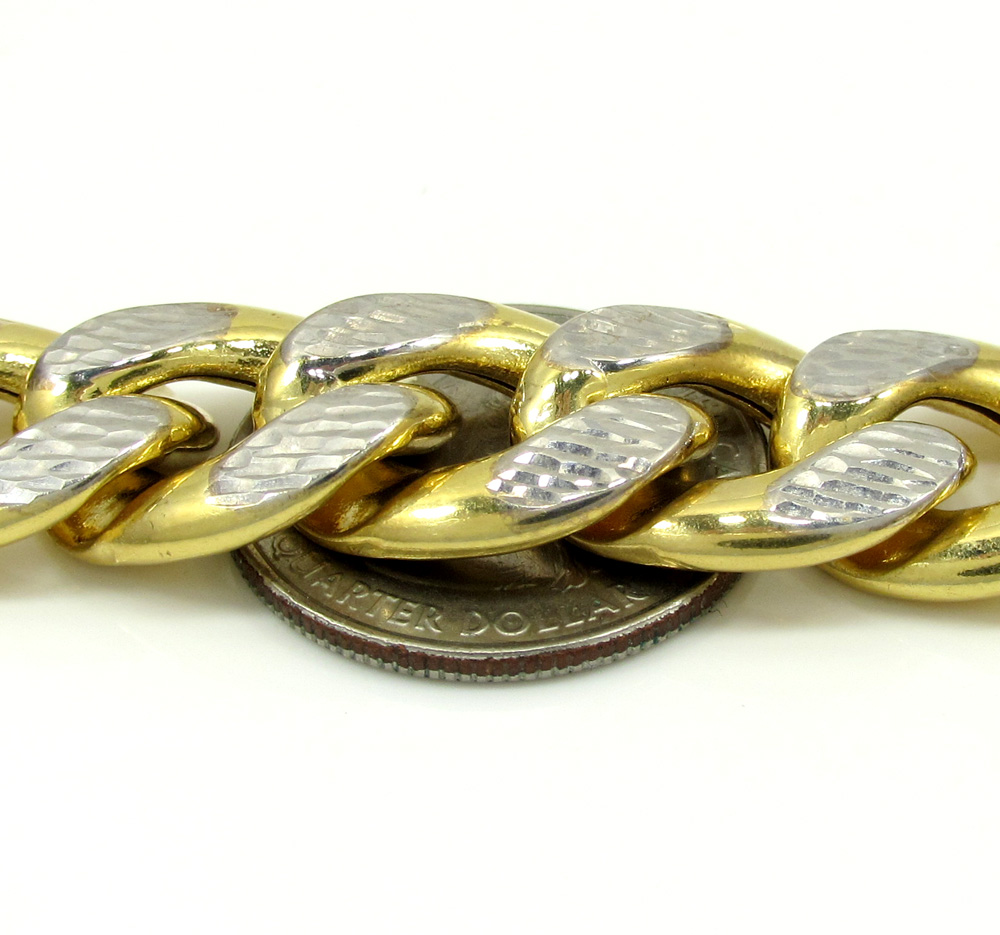 10k yellow gold super thick reversible two tone miami chain 30 inch 15.4mm