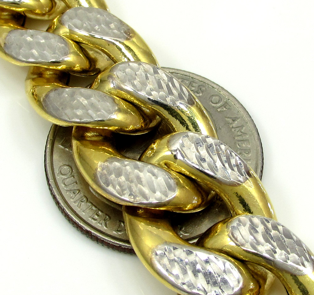 10k yellow gold super thick reversible two tone miami chain 30 inch 15.4mm - Image 6