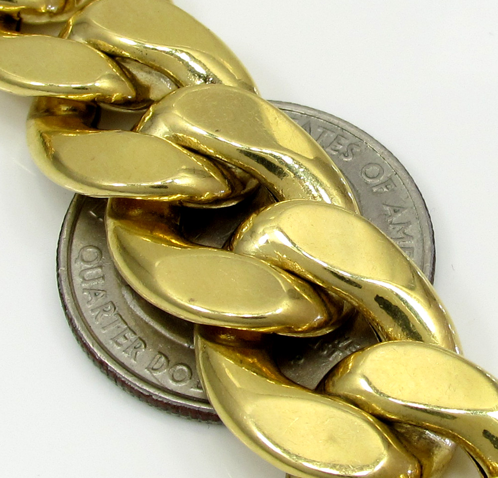 10k yellow gold super thick reversible two tone miami chain 30 inch 15.4mm
