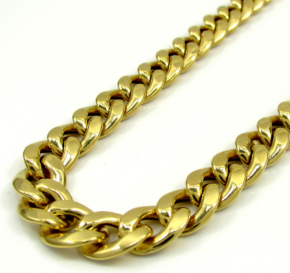 10k yellow gold medium reversible two tone miami chain 20-26 inch 8mm