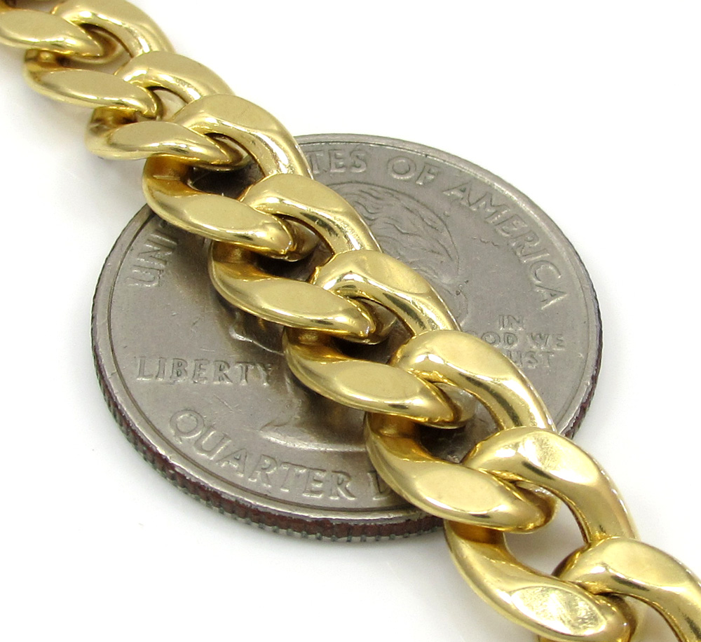 10k yellow gold medium reversible two tone miami chain 20-26 inch 8mm