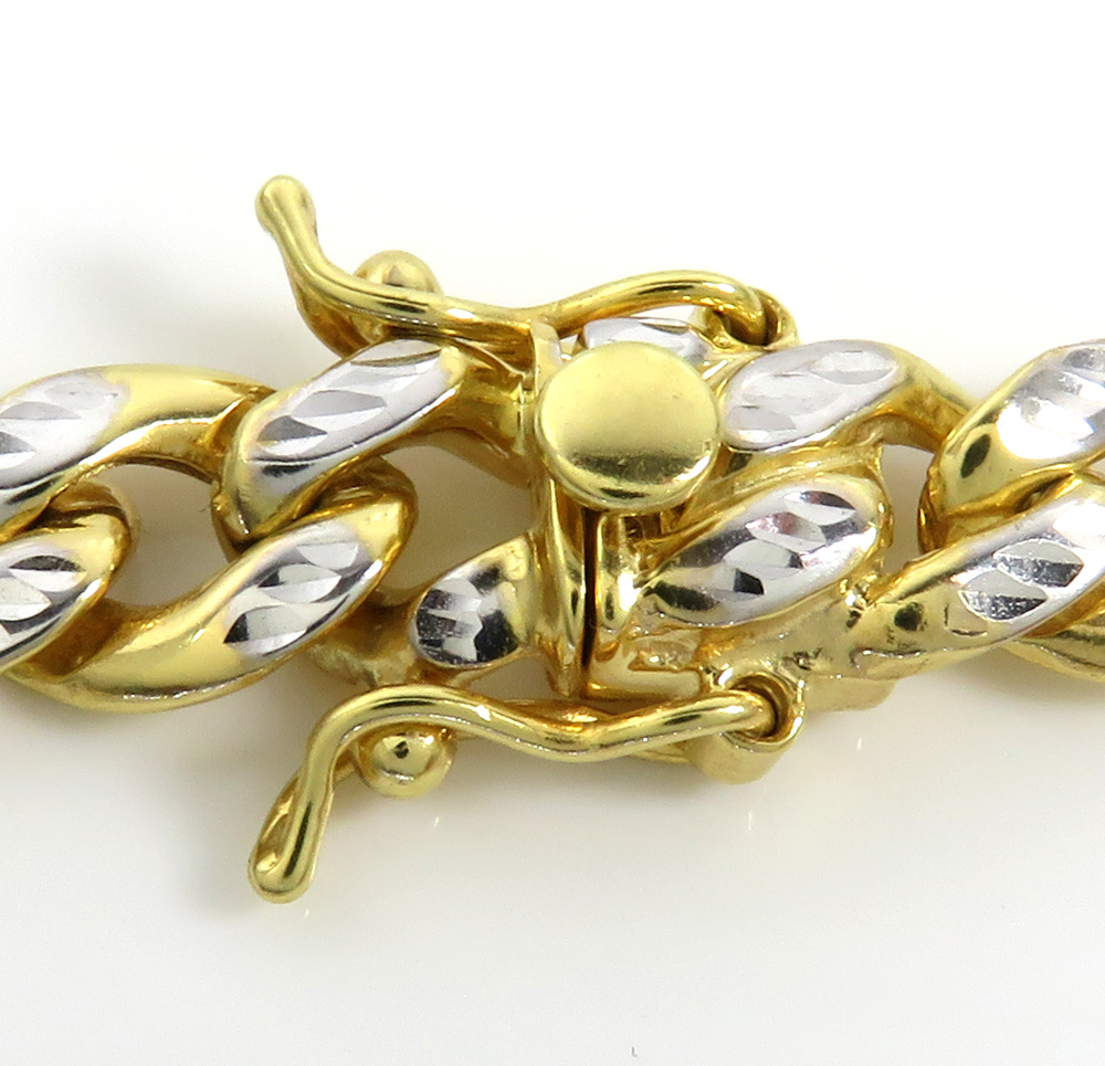 10k yellow gold medium reversible two tone miami chain 20-26 inch 8mm - Image 6