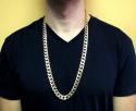 10k yellow gold thick reversible two tone miami chain 22-30 inch 13mm