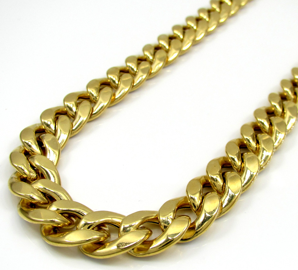 10k yellow gold large reversible two tone miami chain 22-30