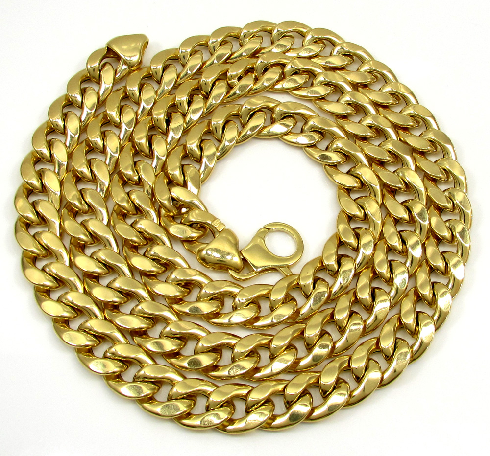 10k yellow gold large reversible two tone miami chain 22-30