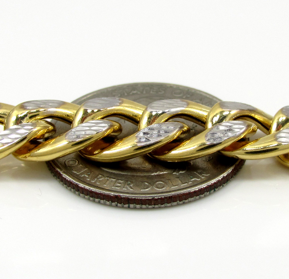 10k yellow gold large reversible two tone miami chain 22-30