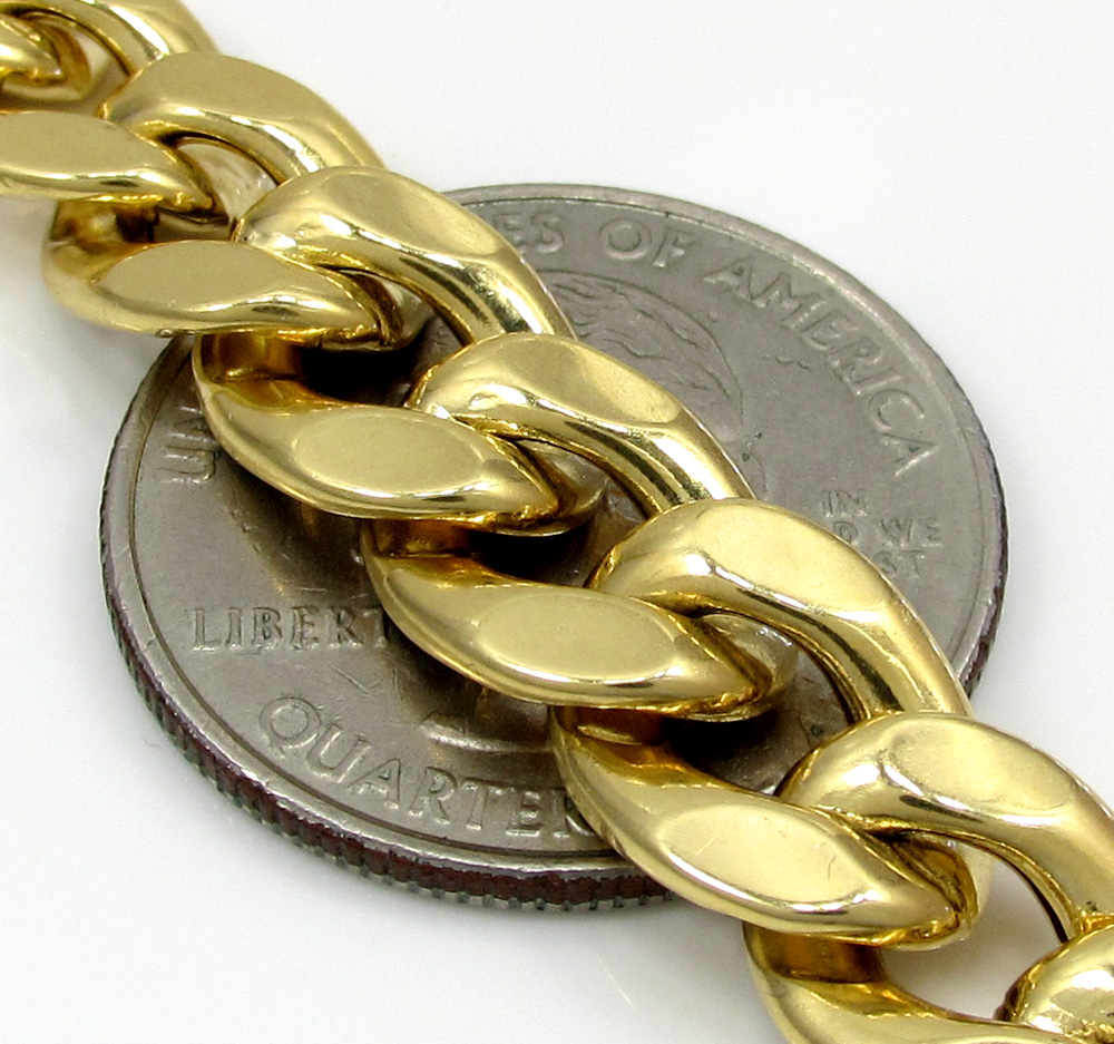 10k yellow gold large reversible two tone miami chain 22-30