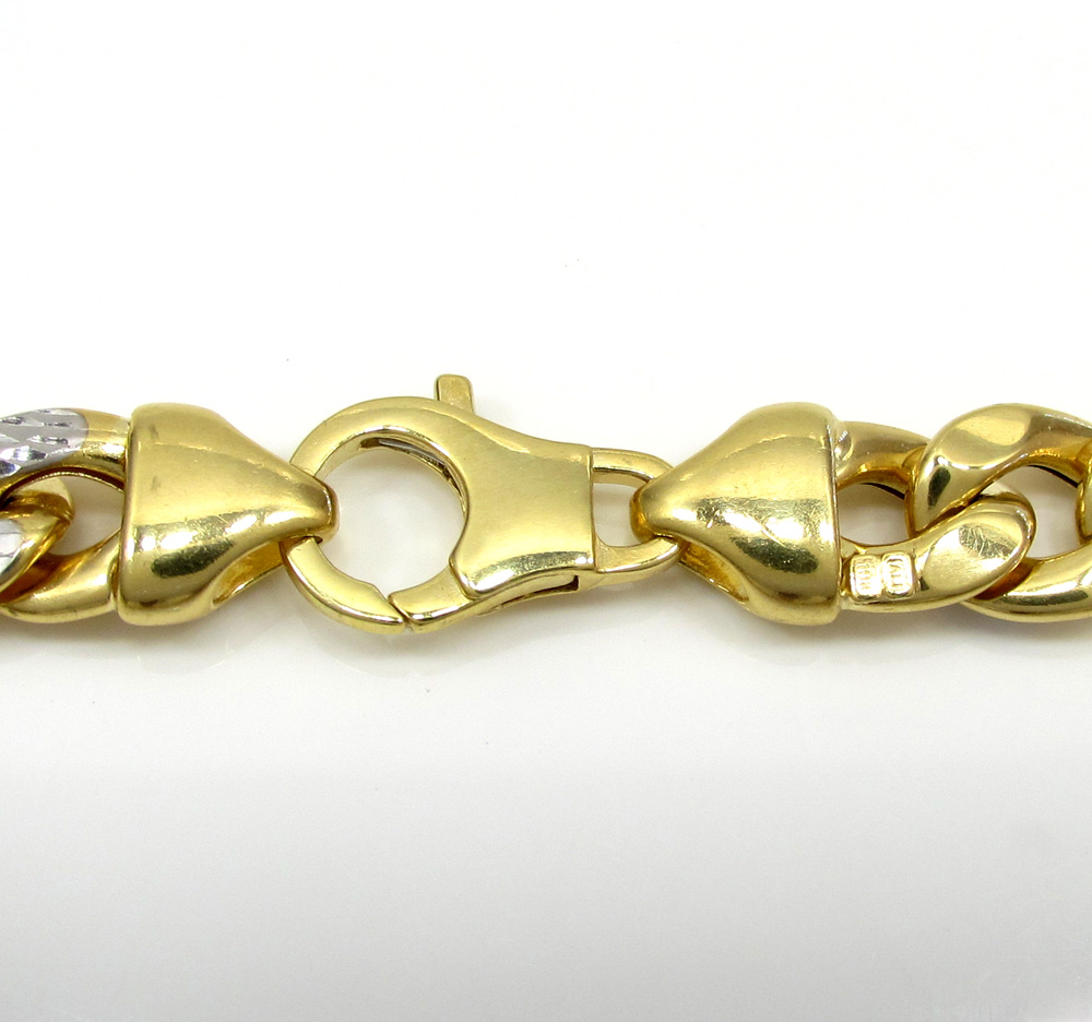 10k yellow gold large reversible two tone miami chain 22-30