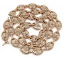 14k solid rose gold champagne diamonds anchor puff chain 24 inch 10mm 15.93ct