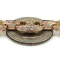 14k solid rose gold champagne diamonds anchor puff chain 24 inch 10mm 15.93ct