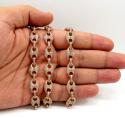 14k solid rose gold champagne diamonds anchor puff chain 24 inch 10mm 15.93ct