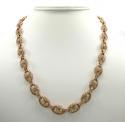 14k solid rose gold champagne diamonds anchor puff chain 24 inch 10mm 15.93ct