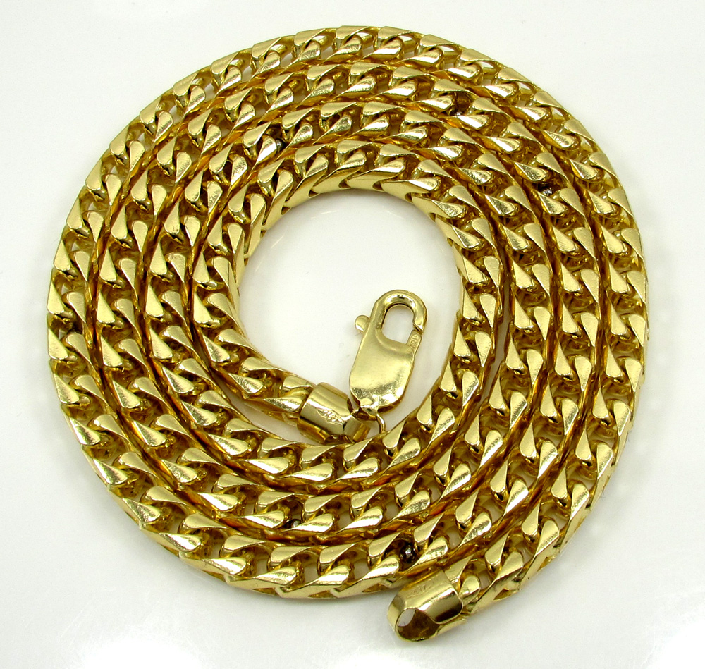 10k solid yellow gold large tight link franco chain 26 inch 5.2mm