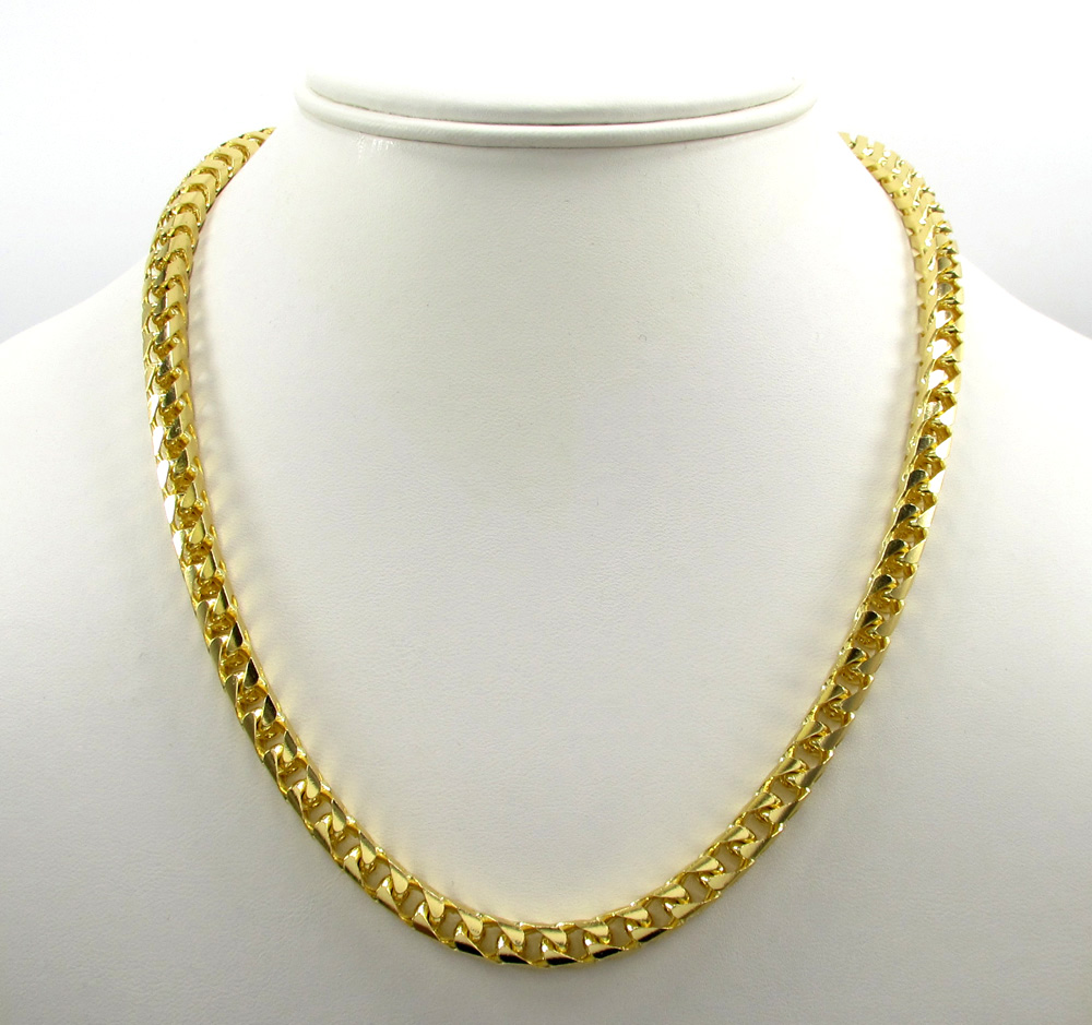 10k solid yellow gold tight link xl franco chain 26-30 inch 6mm
