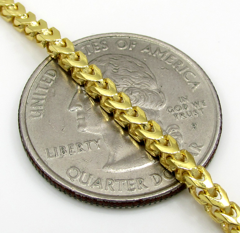 10k solid yellow gold skinny franco chain 18-26 inch 2.5mm - Image 3