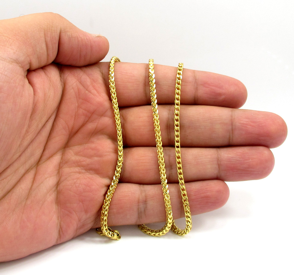 10k solid yellow gold skinny franco chain 18-26 inch 2.5mm - Image 5