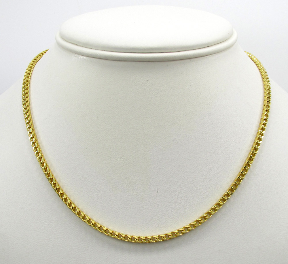 10k solid yellow gold skinny franco chain 18-26 inch 2.5mm