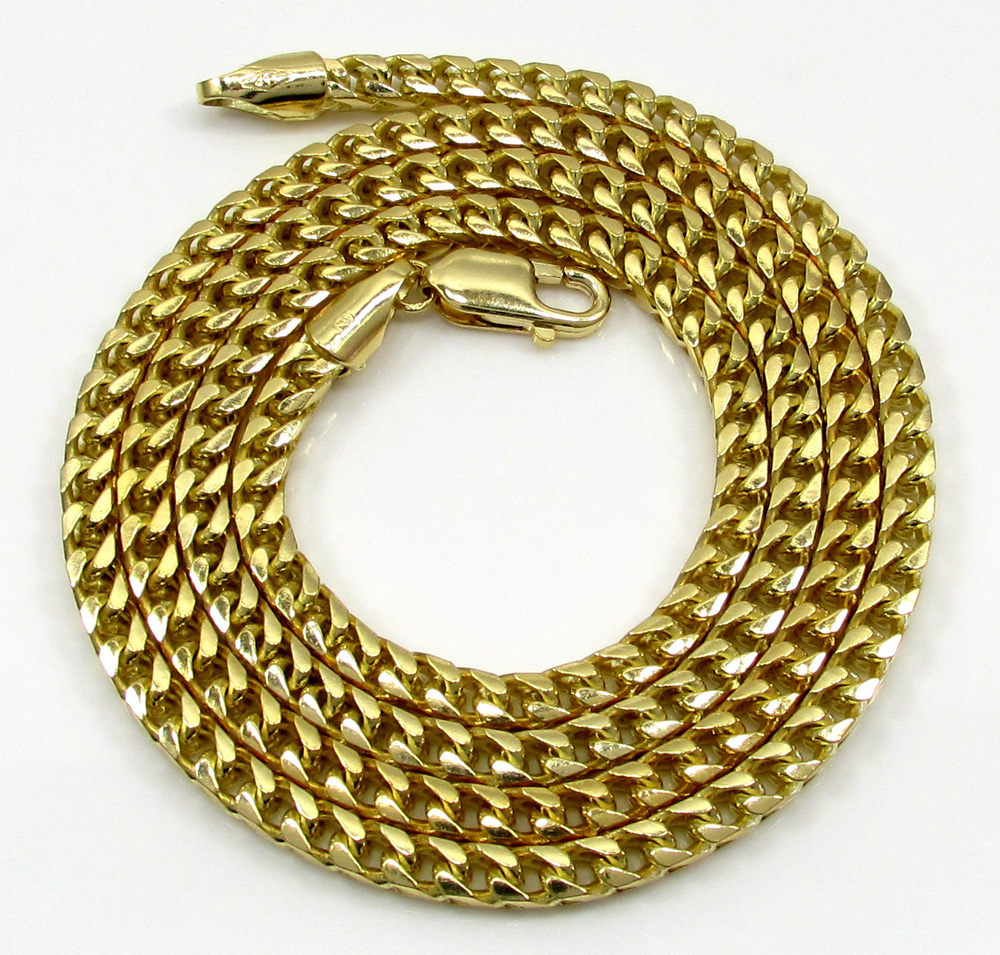 10k solid yellow gold small tight link franco chain 20-26 inch 3mm - Image 2