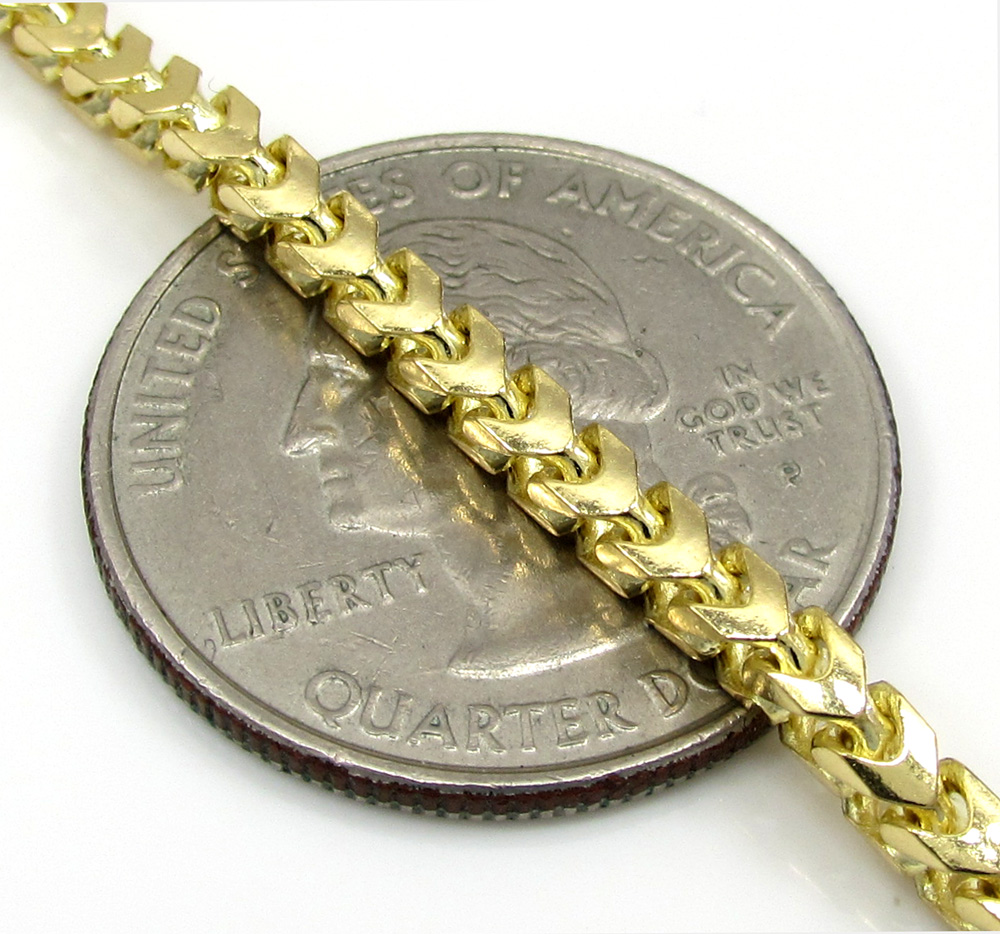 10k solid yellow gold small tight link franco chain 20-26 inch 3mm - Image 3
