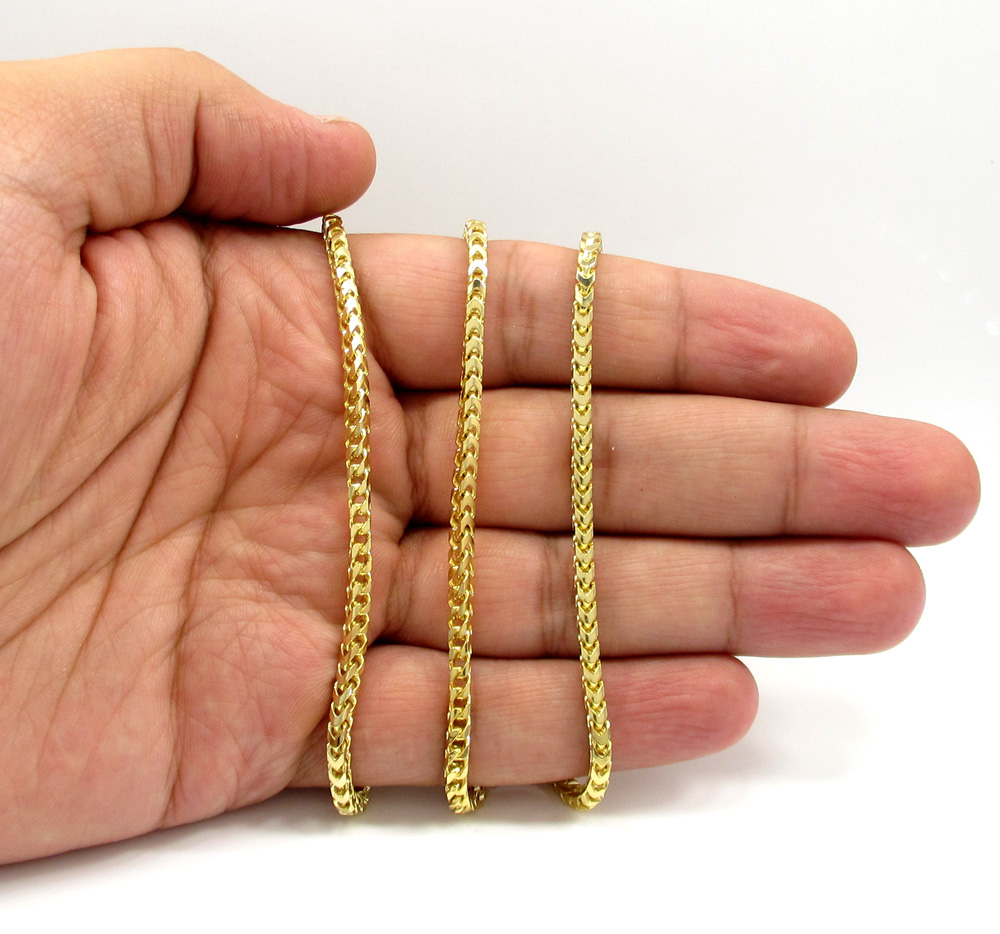 10k solid yellow gold small tight link franco chain 20-26 inch 3mm